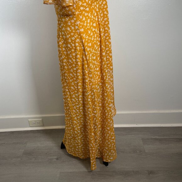 Lulus Midi Dress Women's XL Yellow Floral Print After Bloom Delight Button Front - Picture 14 of 15